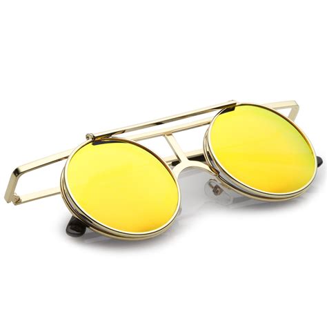 retro round sunglasses flip up